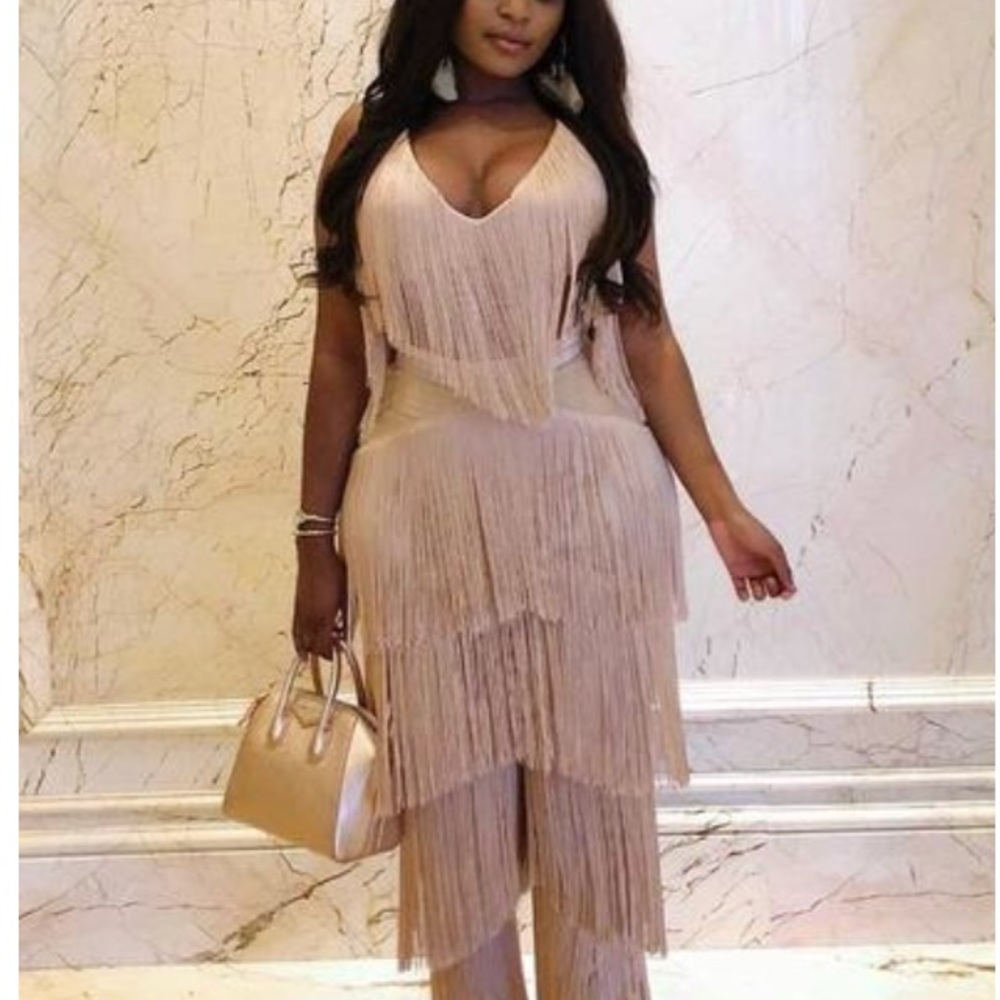 Meshki Nude fringe Top